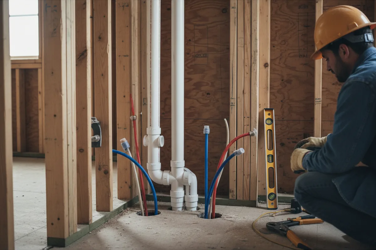 Drain and supply rough-in during Drain Cleaning in Seven Valleys